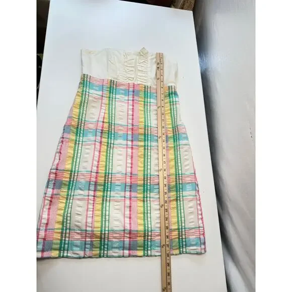 Lilly Pulitzer Summer Plaid Tie Back Ruffle Strapless Franco Dress Size 6 Beach - Picture 11 of 15